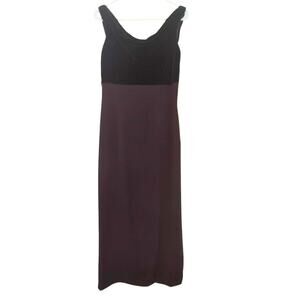 VNTG Y2K Regencycore Dress Velvet Brown Maxi Size  M  Whimsigoth Bridgerton HOCO